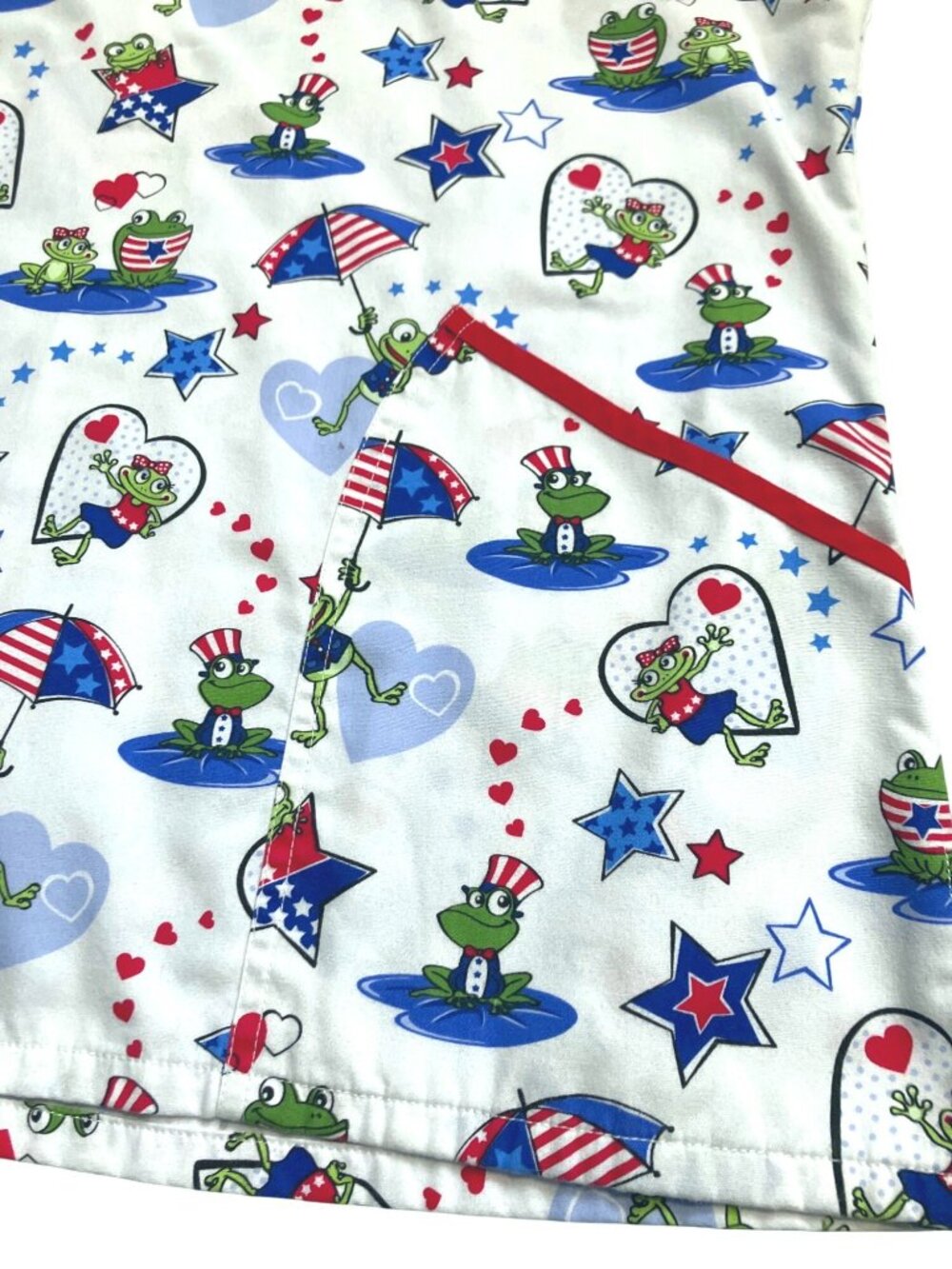 Patriotic Frog Scrub Top With V-Neck and Pockets Size M - Picture 3 of 9